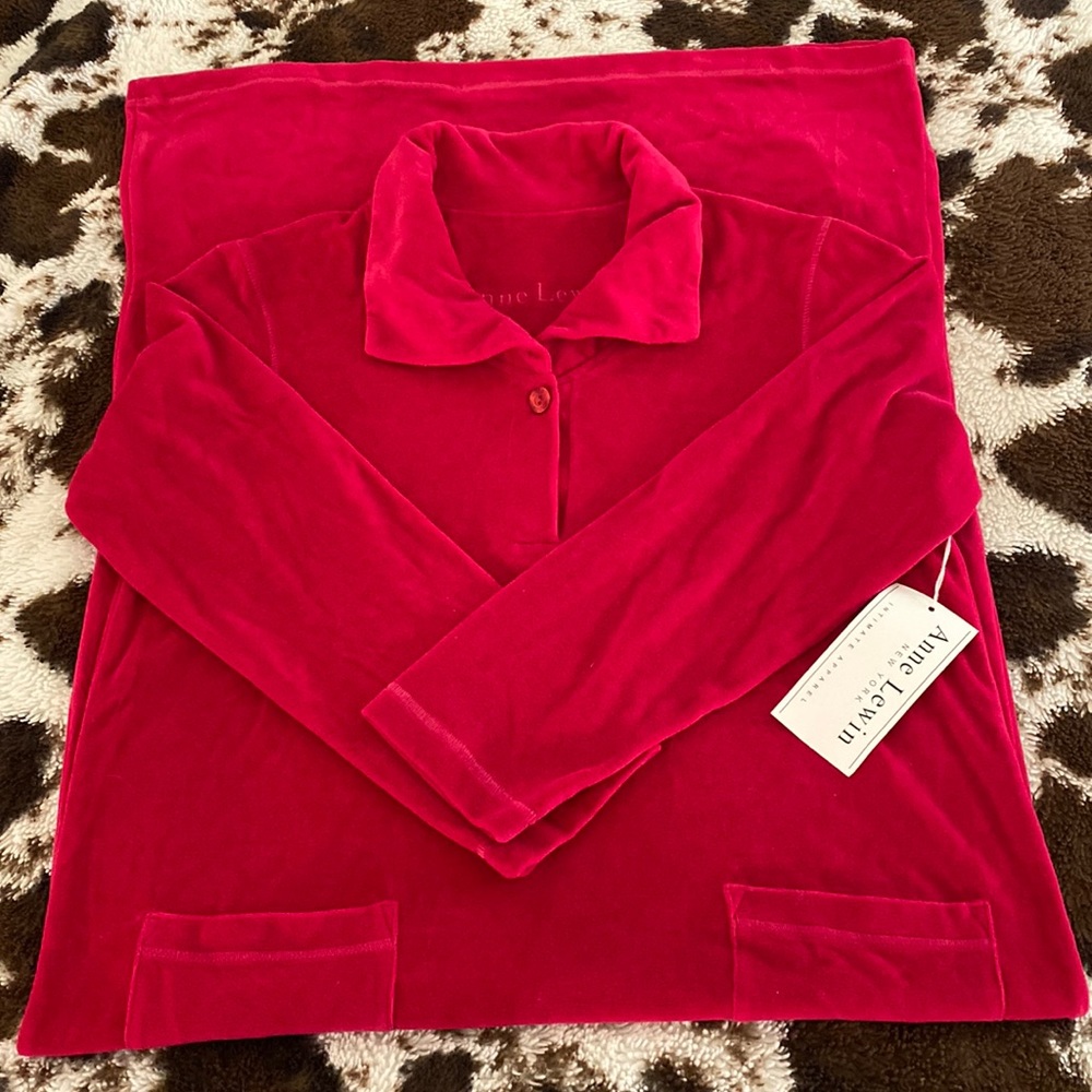 NWOT Anne Lewin Red Velvet Robe Size M